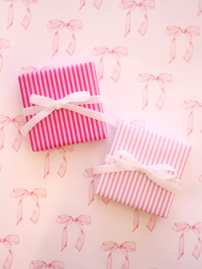 baby pink bows pretty girly gift wrapping paper valentines day gift for her pretty pink paper birthday gift preppy valentines day
