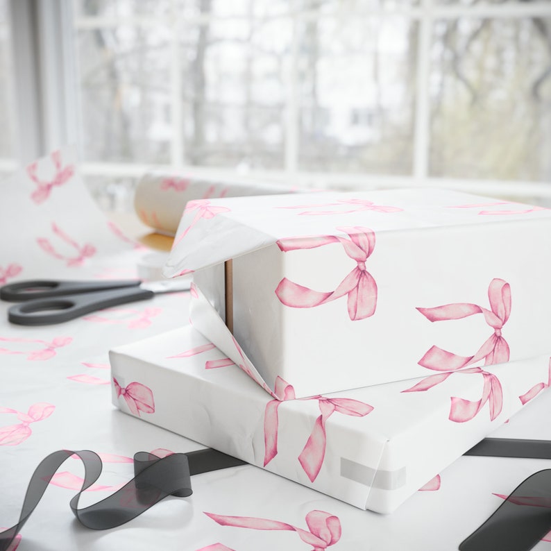 pink bow wrapping paper pretty gift wrap