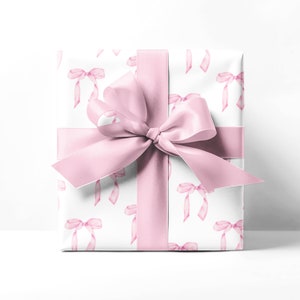 Pink Bows Wrapping Paper | Girly Preppy Gift Wrap