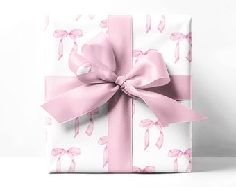 Pink Bows Wrapping Paper | Girly Preppy Gift Wrap