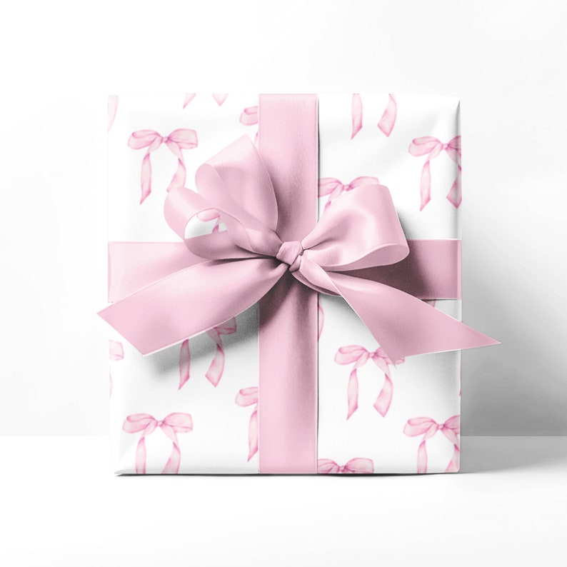 pink bow wrapping paper pretty gift wrap
