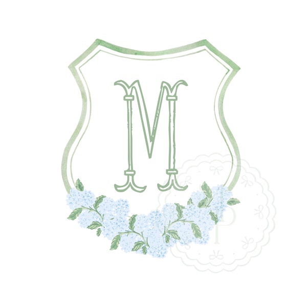 Personalized Hydrangea Crest | Customized Wedding Crest | PDF and JPEG File