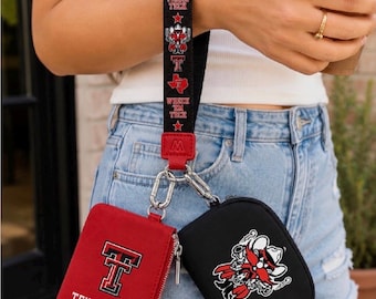 Personalized Double Pouch College Wristlet Keychain