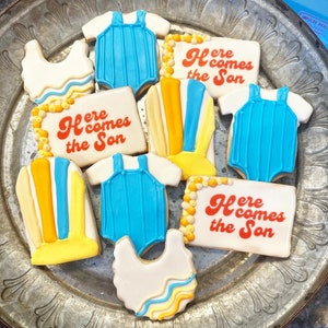 Here Comes the Son Baby shower cookies