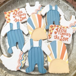 Here Comes the Son Baby shower cookies