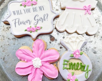 Flower girl proposal cookies