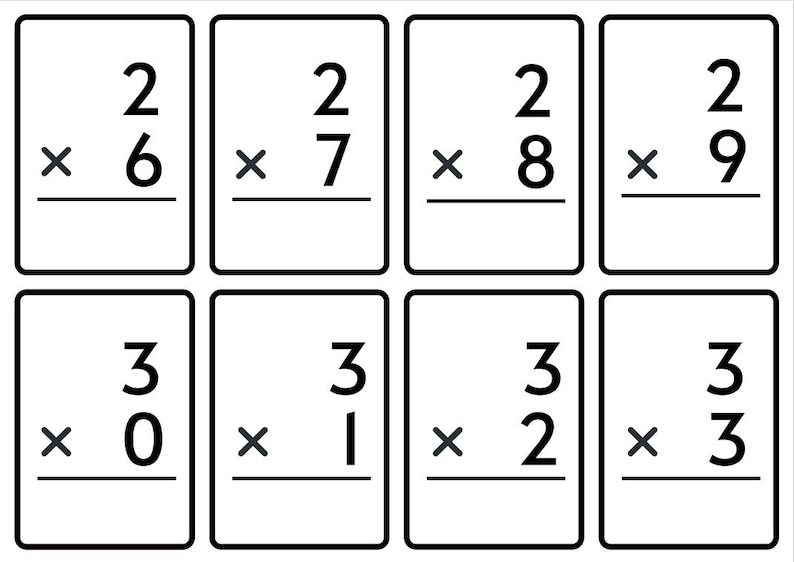 Multiplication Facts Printable Flashcards - Etsy