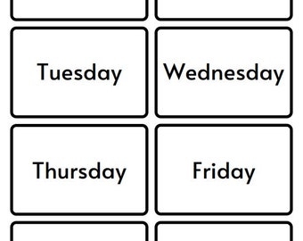 Printable Days of the Week Flashcards - Etsy
