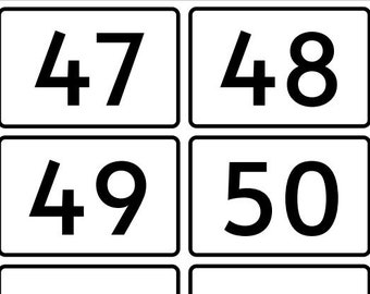 Number Flashcards 0-50 Printable