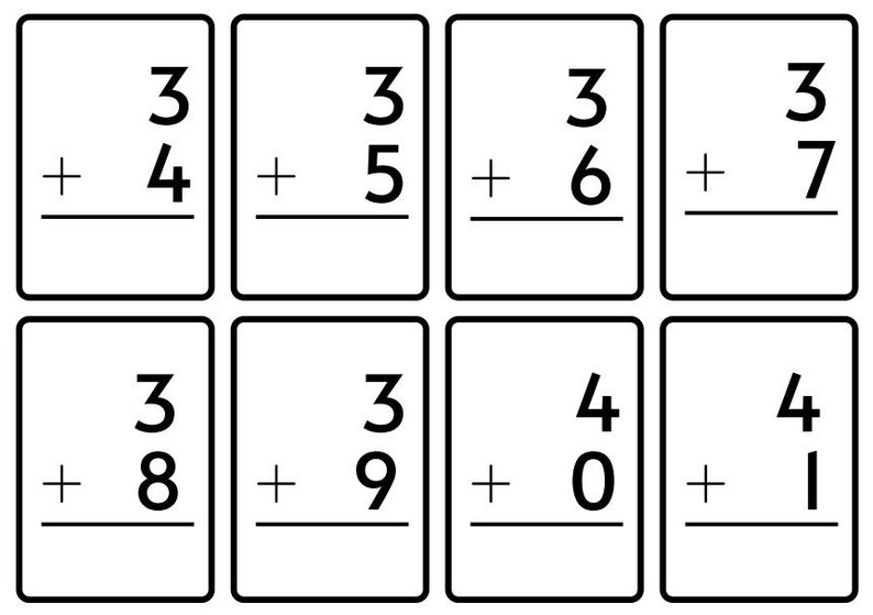 Addition Printable Flashcards - Etsy