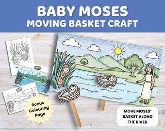 Baby Moses Bible Craft for Kids met bewegend mandje voor zondagsschoollessen