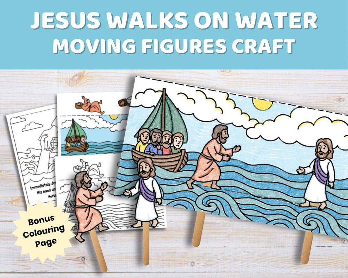 Jesus Walks on Water Craft for Kids | Moving Figures Bible Activity ...