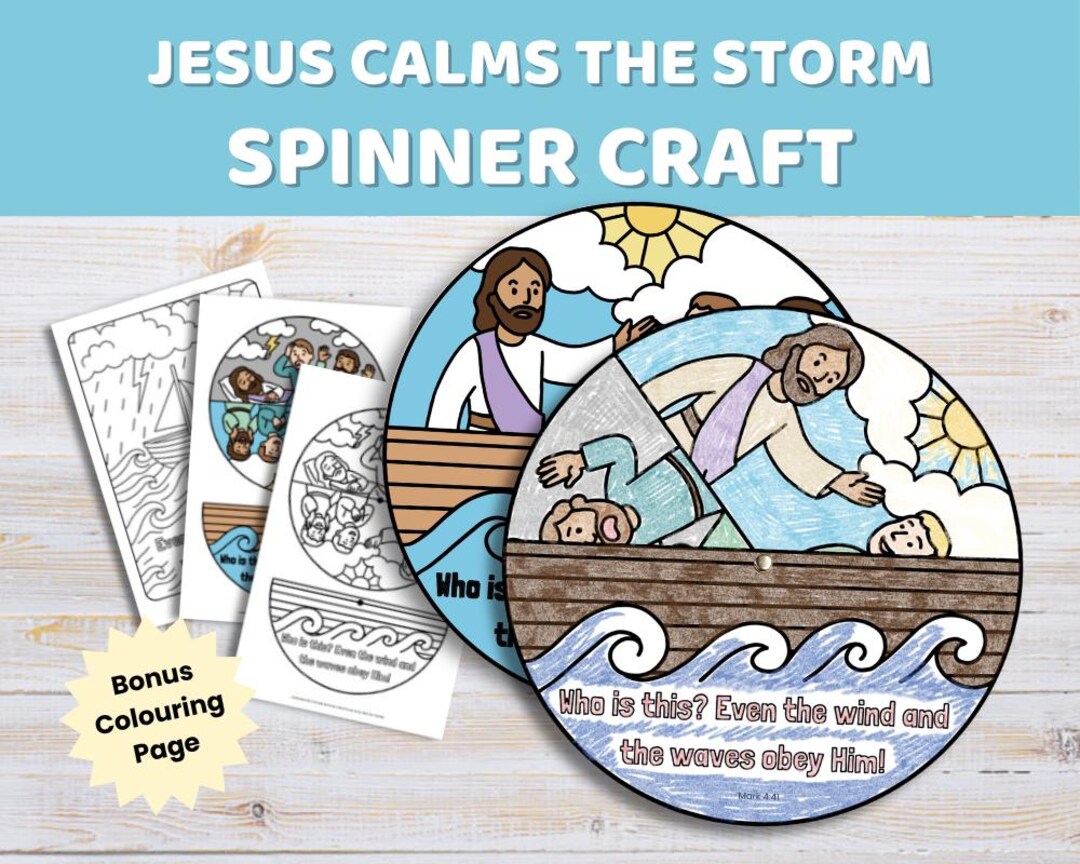 Jesus Calms the Storm Spinner Wheel Craft for Kids | Bible Activity ...