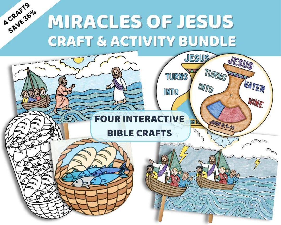 Miracles of Jesus Craft Bundle for Kids | 4 Bible Activities | Sunday ...