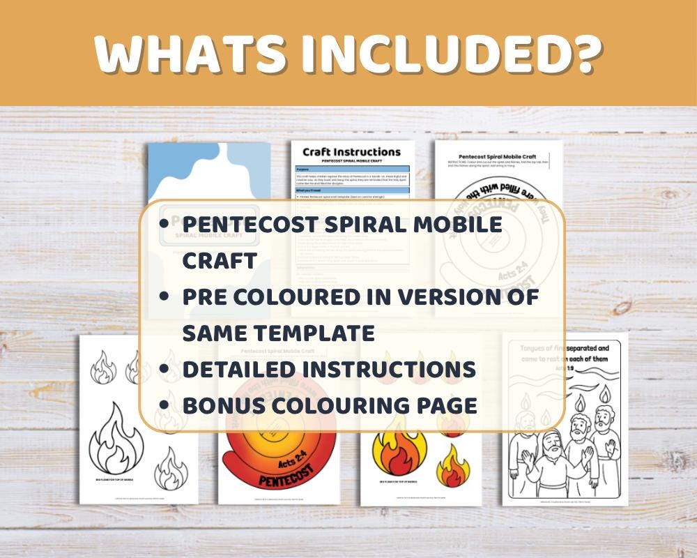 Pentecost Holy Spirit Fire Mobile Craft: Kids Bible Activity (digital ...