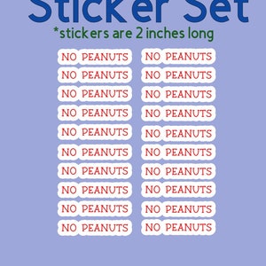 Food Allergy Sticker Labels, Custom Allergy Stickers, No Peanuts Stickers, No Nut Labels, Food Allergy Labels,