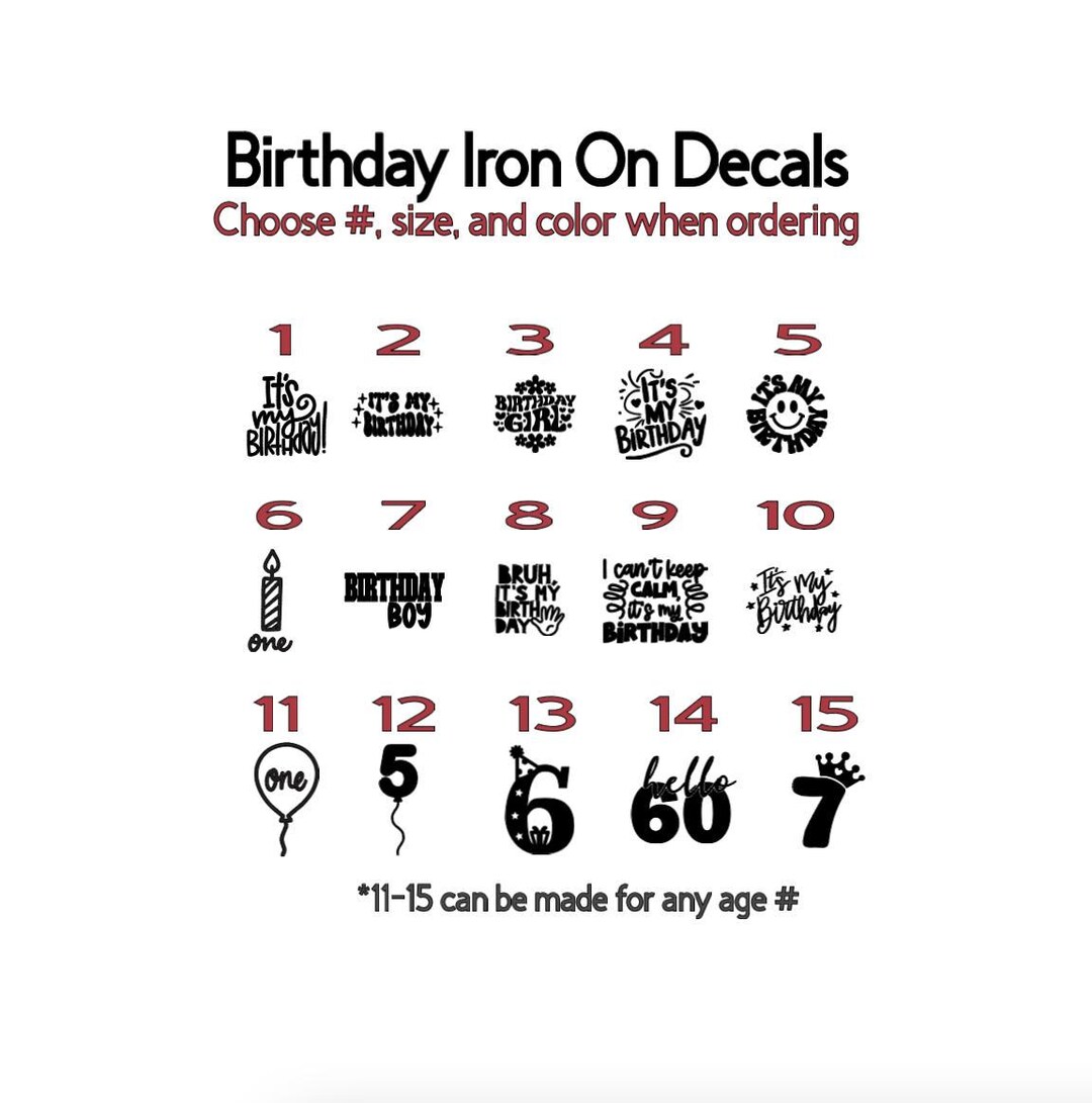 Birthday Shirt Iron-on Decals, Birthday Patches for Clothes, Birthday ...