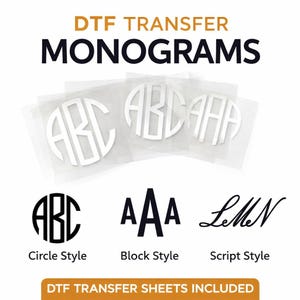 Ready to Press Monogram Transfers: Wedding Party Monogram Initials for Clothes- Hex Code Color Match