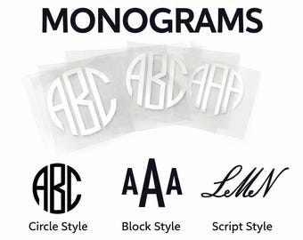 Ready to Press Monogram Transfers: Wedding Party Monogram Initials for Clothes- Hex Code Color Match