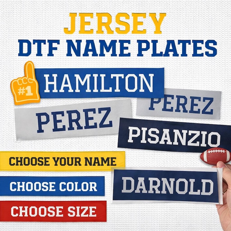 Ready to Press Jersey Name Plate: Hex Code/Team Color Match Available image 3