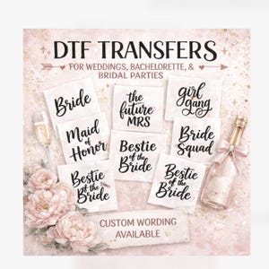 Naklejki do prasowania DTF na wieczór panieński gotowe do druku: prezenty dla druhen, naklejki ślubne z kodem szesnastkowym