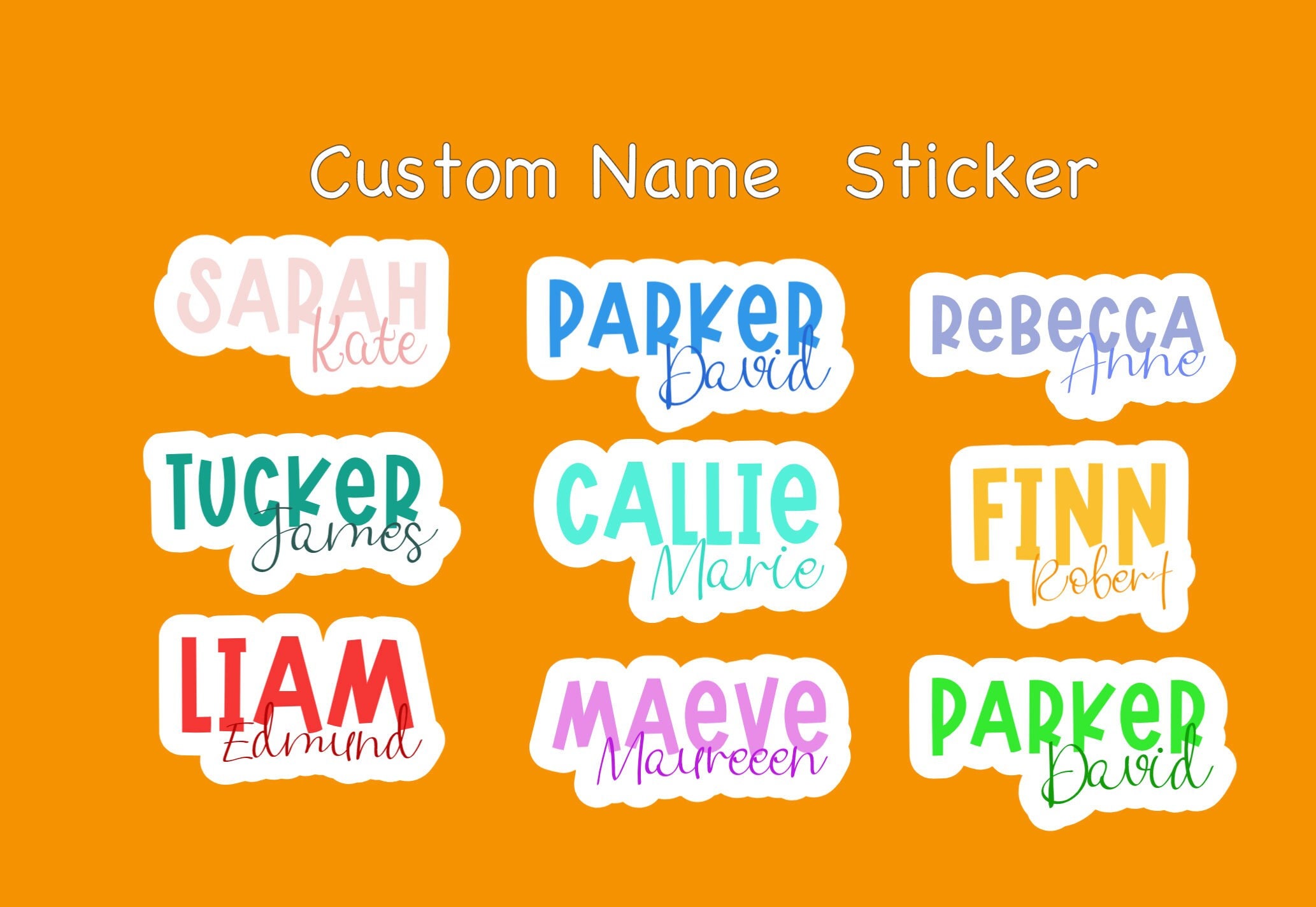 Name Initial Stickers, Unique Designs