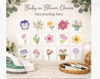Baby in Bloom Baby Shower Flower Onesie Decorating Activity, Sets of 15 Transfers