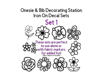 Onesie Station Iron-On Decals: Coloring DIY Baby Shower Decor