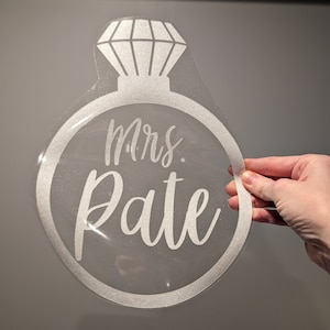 Bride Name Inside Engagement Ring Iron-on Decal, Mrs. Engagement Ring, Wedding Ring Iron-on, Personalized Bride Name Heat Transfer