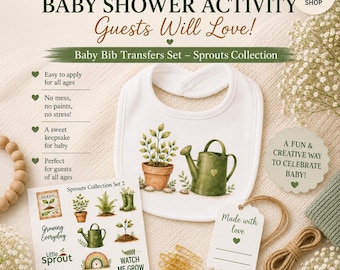 Little Sprout Baby Shower Onesie & Bib Decorating Station Transfers