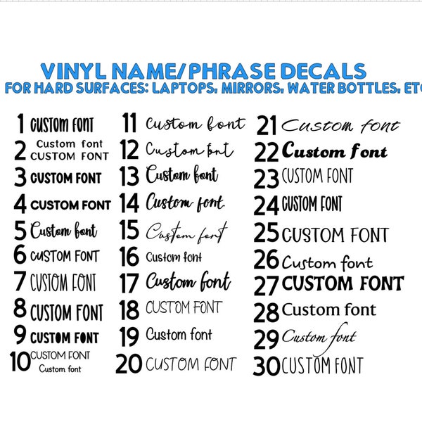 Name Decals for Hard Surfaces, Any Word Vinyl Sticker, Water bottle Decals, Name Labels, Mirror phrases