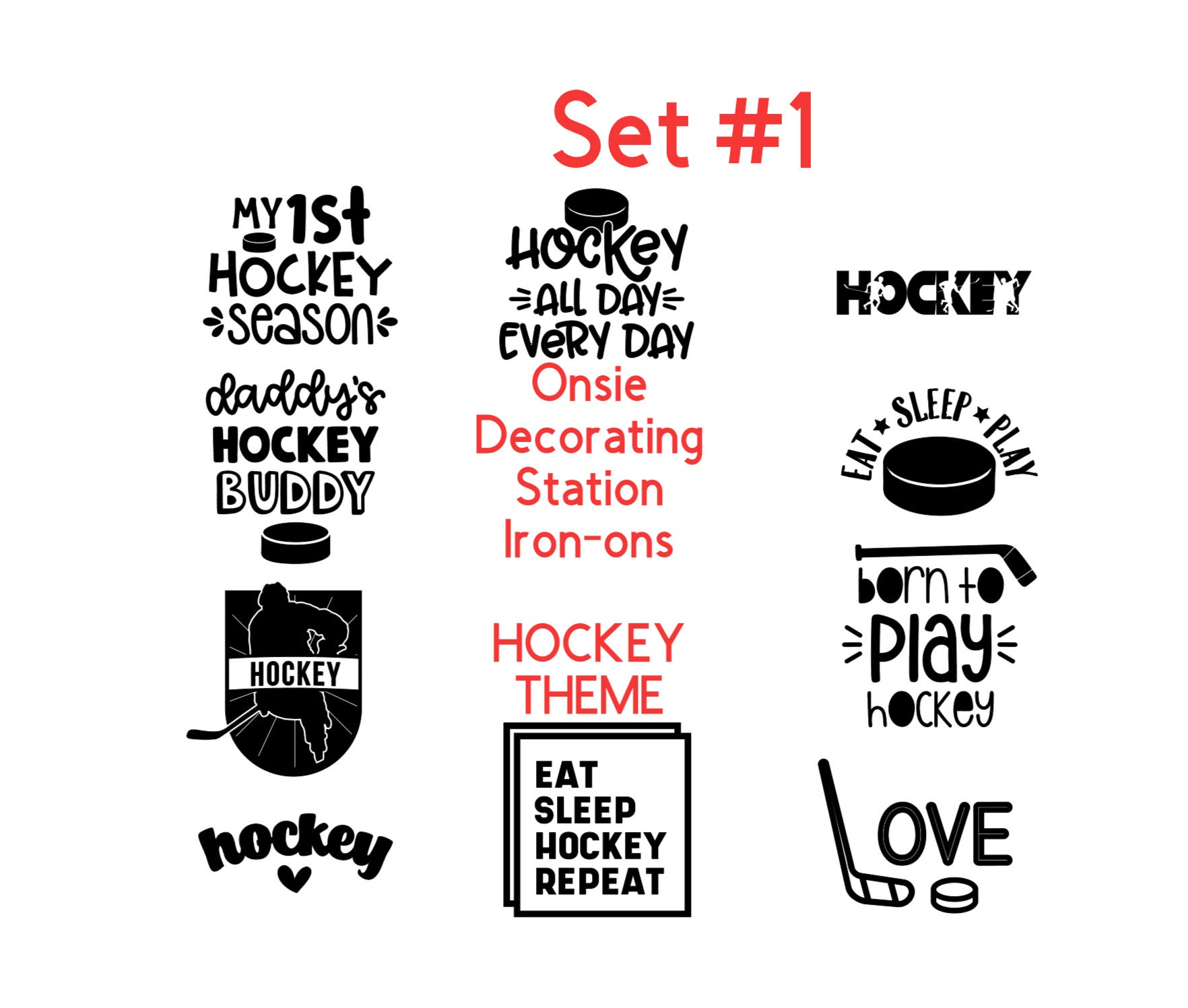 Onesie Decorating Station Ironon Decals, Sports Theme Baby Shower