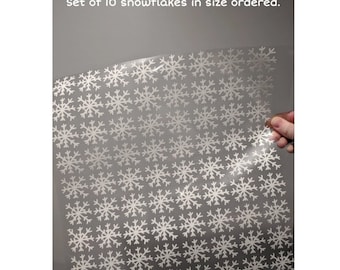 Snowflake Iron on Decals Set of 10 Any Size, Glitter Snowflake Heat Transfers, Snowflake Patches Set