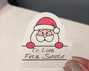 From Santa Christmas Gift Tag Stickers Set of 12, Personalized Child&#39;s Name and Signed By Santa!