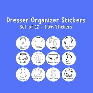 Kids&#39; Clothing Organizer Stickers: Visual Dresser Labels