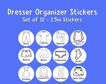 Kids' Clothing Organizer Stickers: Visual Dresser Labels
