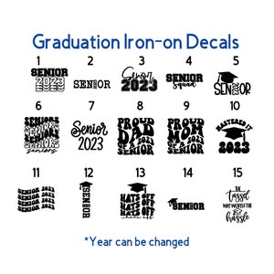 Graduation Iron-On Decals, Graduate Heat Transfer Patches, Senior Decals