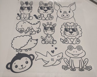 Animal Iron-On Decals: Onesie Decorating Station, Baby Shower Theme