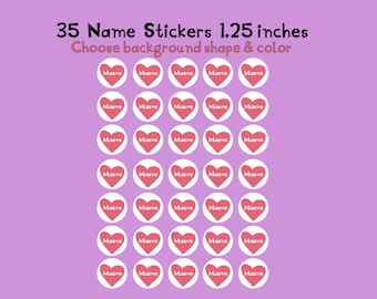 35 Name Stickers, Baby Shower Wedding Stickers,  Kids Name Labels, Holiday Name Stickers, Teacher Stickers