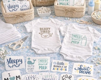 Baby Shower Onesie Station Guest Activity Kits- Themes Over the Moon, Twinkle Twinkle, Night Sky