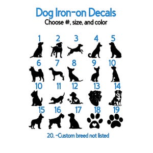 Dog Breed Iron on Patches, Dog Heat Transfers, Dog Lover Patches, Dog Paw Iron on Decals, I love Dogs Heat Transfers