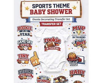 Sports Onesie Decorating Station Transfers - Set of 15 - Sports Themed Baby Shower