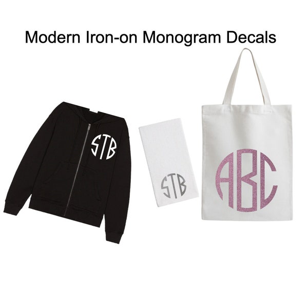 Modern Monogram Iron-on Decals, Monogram Heat Transfer Vinyl Patches, Home Decor Monogram Iron on Decals
