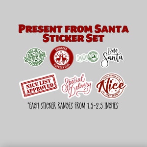 Delivery from Santa Present Sticker Set, Santa Gift Label Set, Nice List Christmas Sticker Set