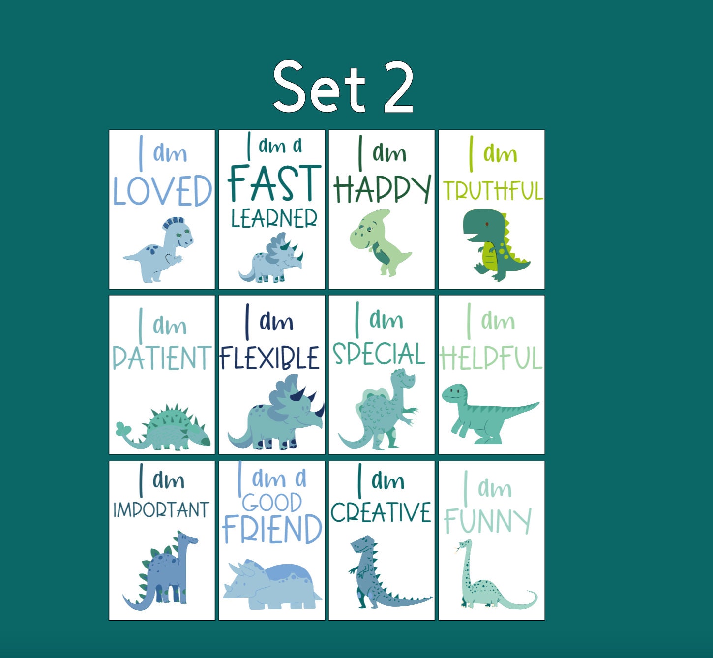 Affirmation Sticker Sets, Kids Dinosaur Affirmation Stickers. Dinosaur ...