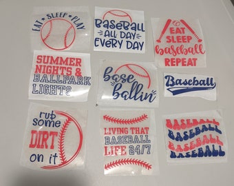 Baseball Themed Baby Shower Onesie Decorating Station - Ready to Press 9 DTF Transfer Set - Choose the Size