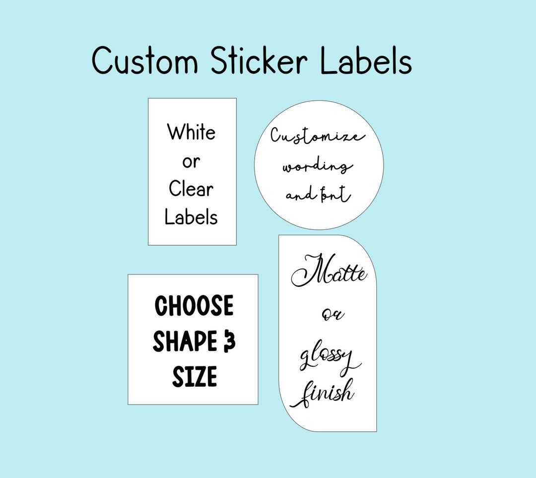 Design Your Own Sticker Labels Set, Custom Shapes, Sizes, and Wording