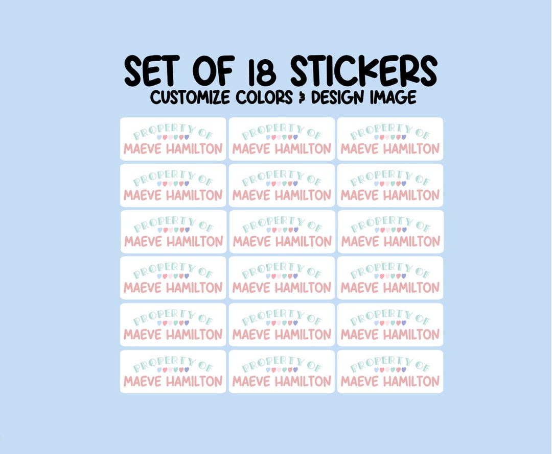 Property of Sticker Set, Kids Name Labels, School Supply Name Stickers