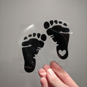 Baby Feet Iron On Decal, Feet with Heart Onesie and Bib Heat Transfer, Onesie Patches, Pregnancy Iron on Decal