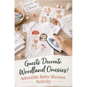 Onesie Decorating Baby Shower Activity- Woodland Animals- Sets of 10